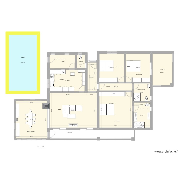 casa arduina 2024. Plan de 13 pièces et 204 m2