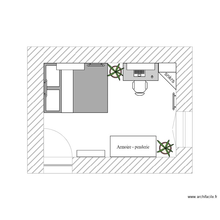 chambre paul. Plan de 1 pièce et 10 m2