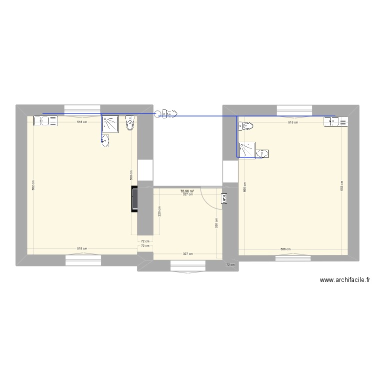 ST SEBASTIEN 2LOTS V1. Plan de 1 pièce et 79 m2