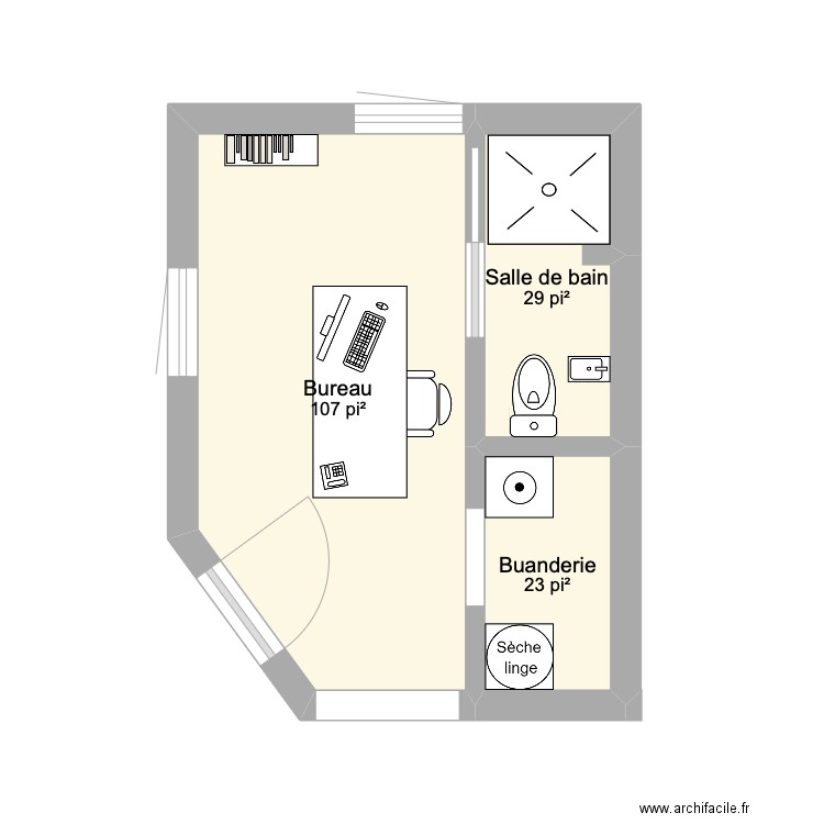 idée 1. Plan de 3 pièces et 15 m2