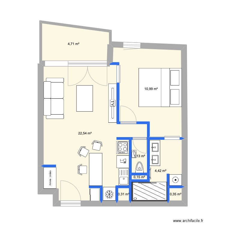 Mika A307. Plan de 8 pièces et 45 m2