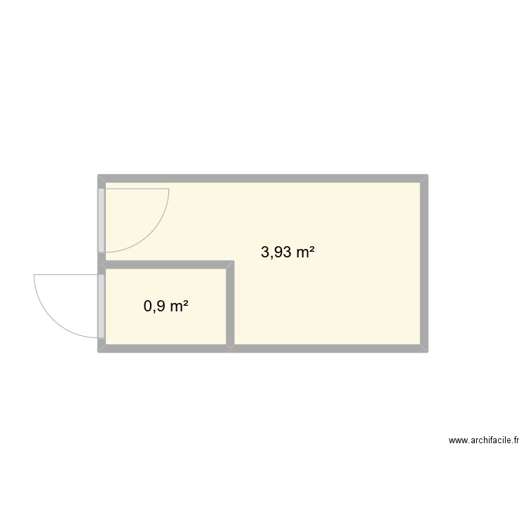 Cellier + bureau. Plan de 2 pièces et 5 m2