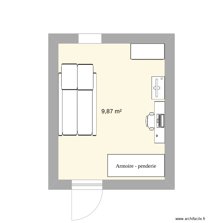 chambre2. Plan de 1 pièce et 10 m2