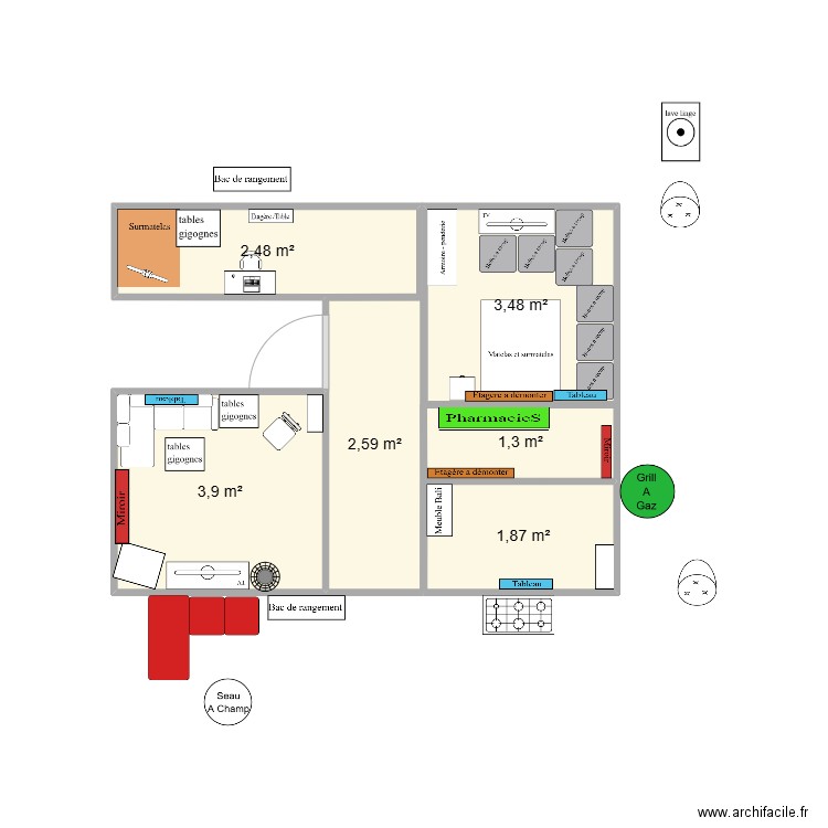 Déménagement Axy. Plan de 6 pièces et 16 m2