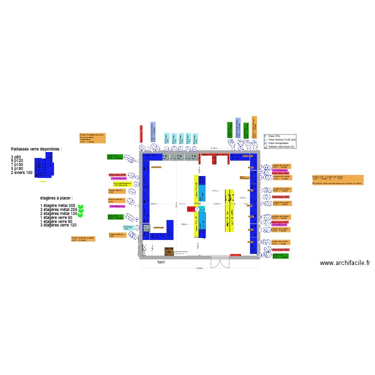 Aromes labos temporaires essais V5 (élec). Plan de 1 pièce et 95 m2