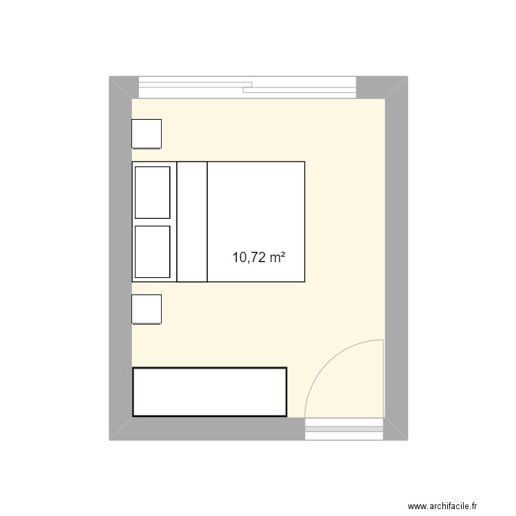 Chambre. Plan de 1 pièce et 11 m2