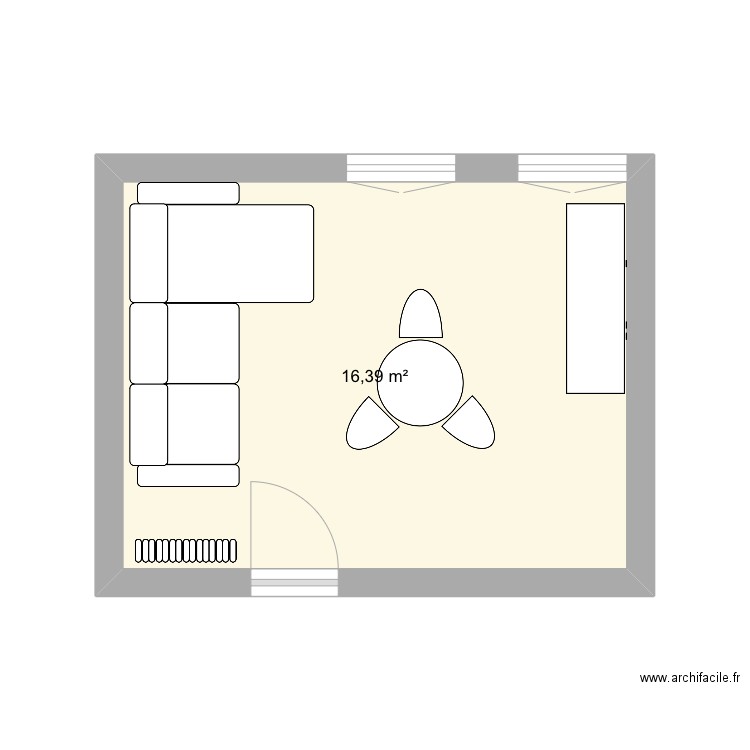 Salon 2. Plan de 1 pièce et 16 m2