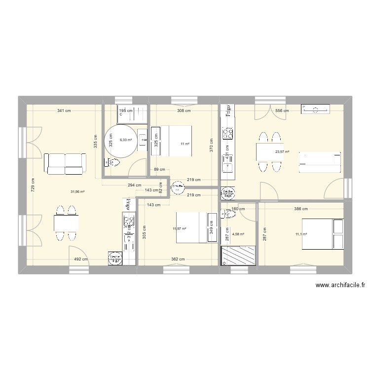 planche 1. Plan de 7 pièces et 101 m2