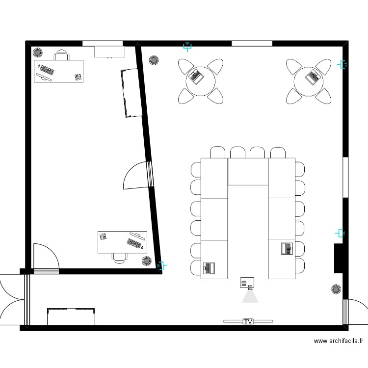 Projet nouvelle salle atelier. Plan de 1 pièce et 64 m2