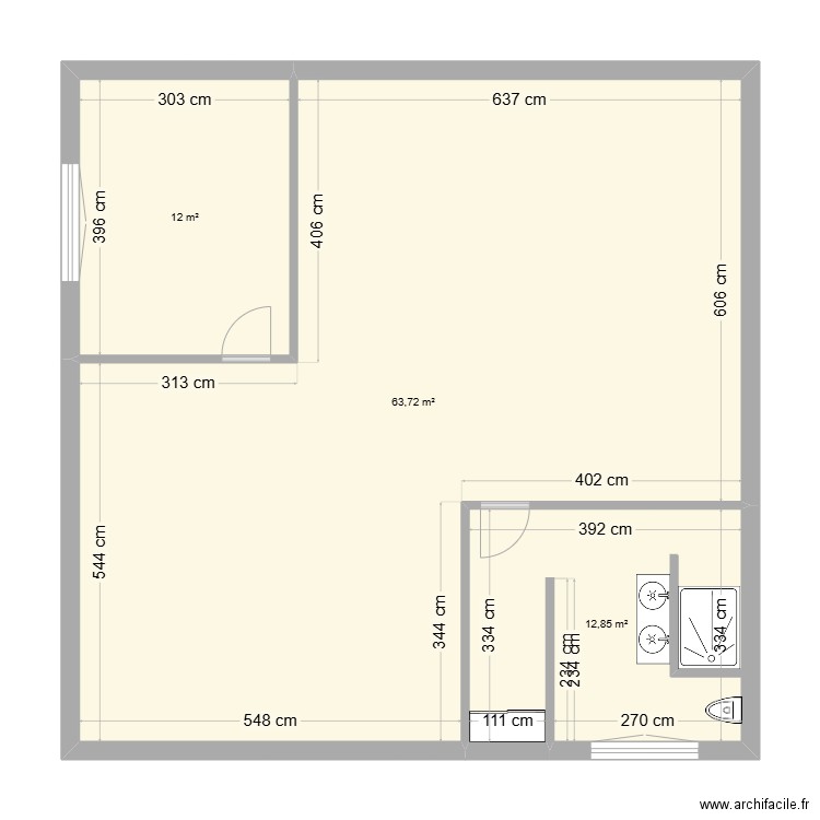 maison. Plan de 3 pièces et 89 m2