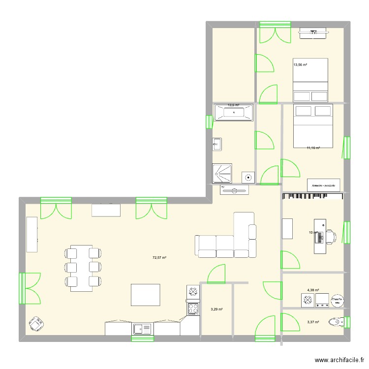 maison houpe du bois 2. Plan de 8 pièces et 132 m2