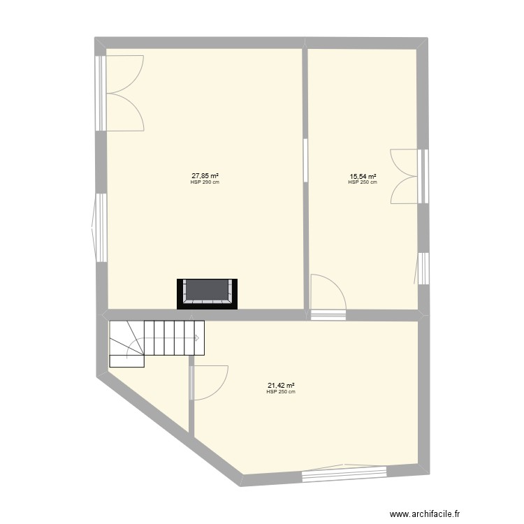 Epicerie 2. Plan de 3 pièces et 65 m2