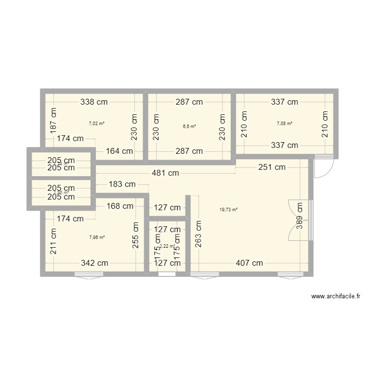 villa 1. Plan de 8 pièces et 54 m2