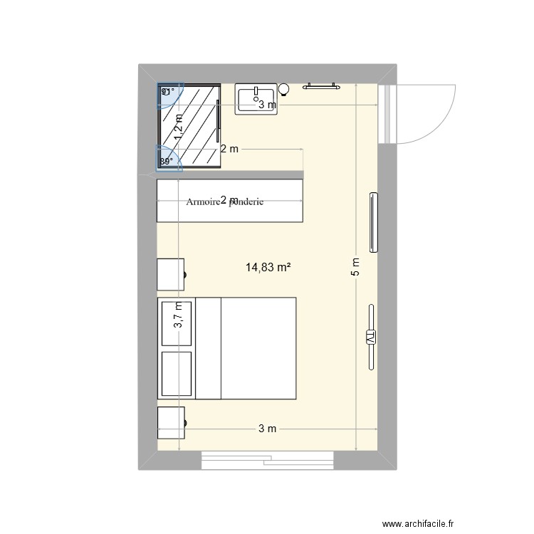 mp8. Plan de 1 pièce et 15 m2