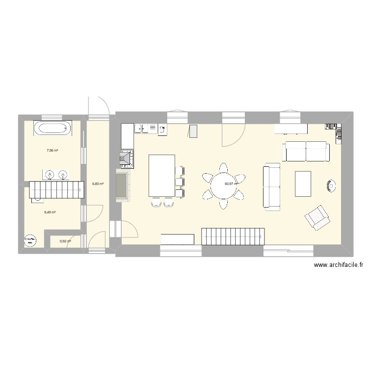 Maison. Plan de 5 pièces et 83 m2