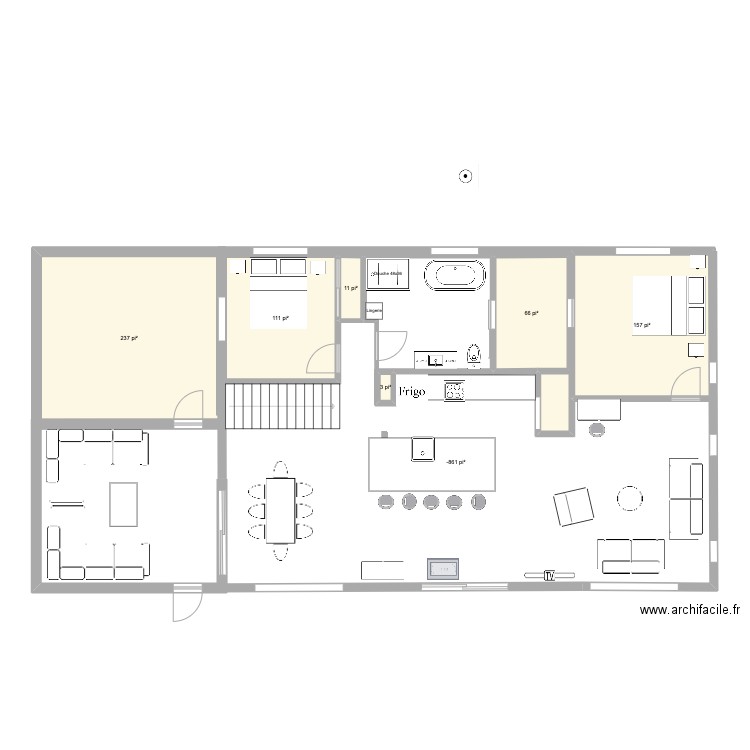 Étage Monterey 30x44 -1. Plan de 7 pièces et 137 m2