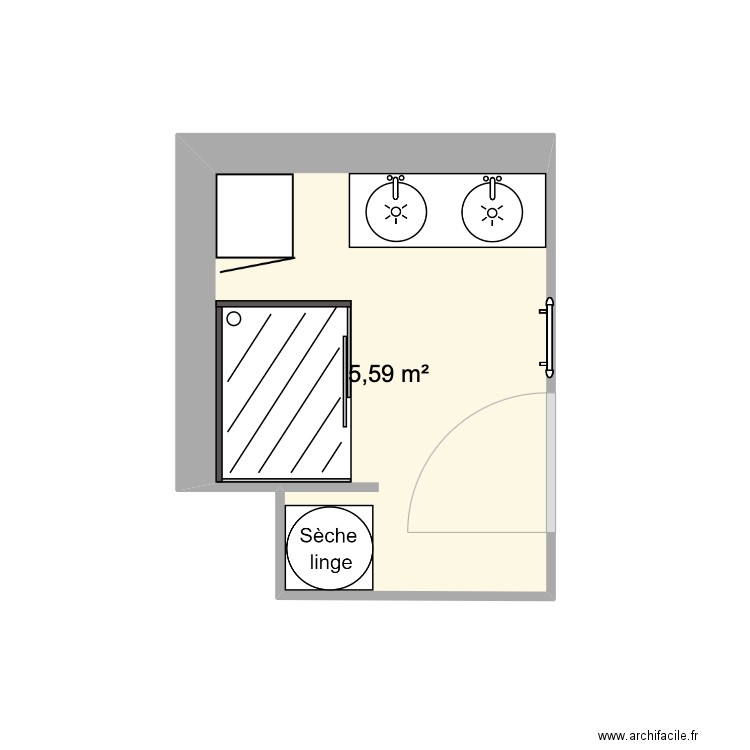 SALLE DE BAIN. Plan de 1 pièce et 6 m2