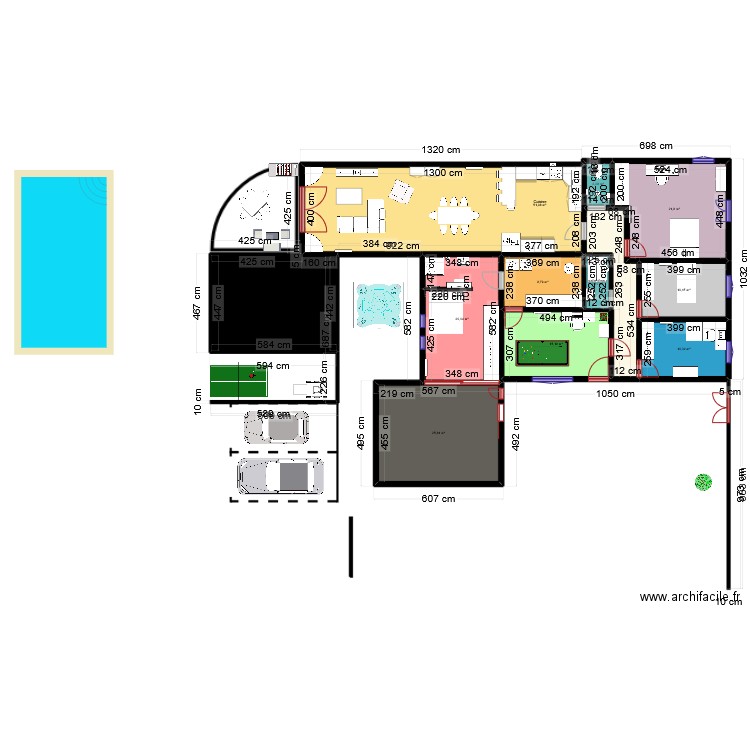 maison famille. Plan de 12 pièces et 205 m2