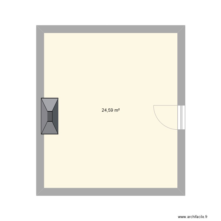 Pièce sud 200325. Plan de 1 pièce et 25 m2