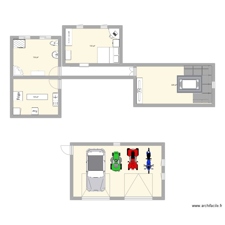 ma maison. Plan de 5 pièces et 64 m2