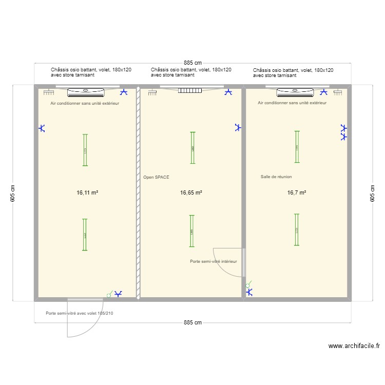 Plan pour Equans Ludovic . Plan de 3 pièces et 49 m2