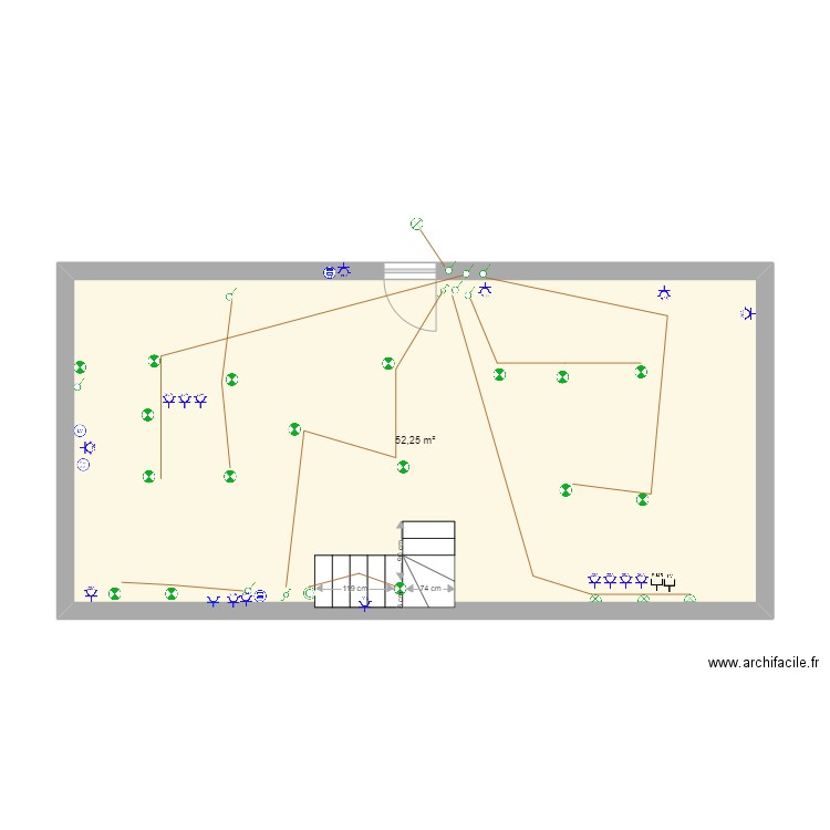 maison elec. Plan de 1 pièce et 52 m2