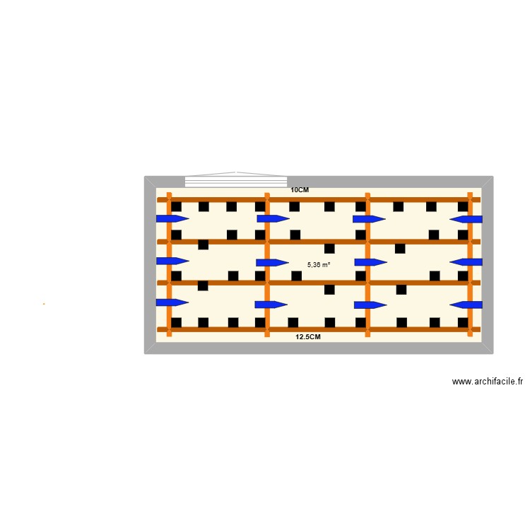 OSSATURE TERRASSE BOIS. Plan de 10 pièces et 46 m2