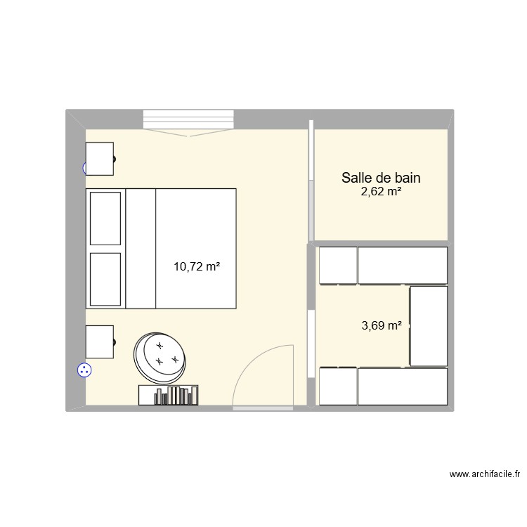 chambre fanny. Plan de 3 pièces et 17 m2