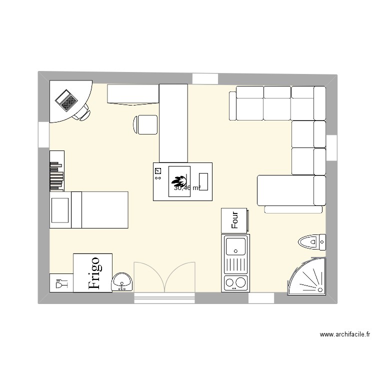 Maison dans une seule pièce. Plan de 1 pièce et 30 m2