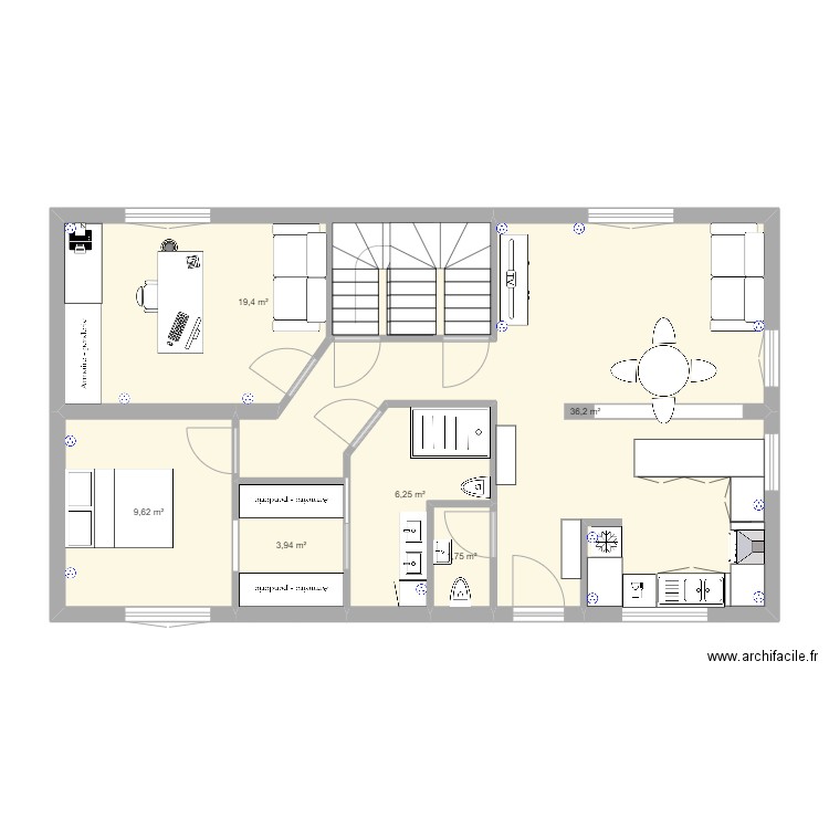 viry 2. Plan de 6 pièces et 77 m2