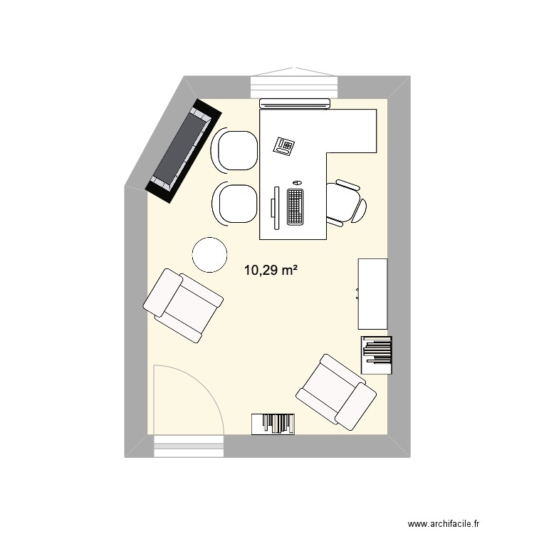 bureau FL 2. Plan de 1 pièce et 10 m2