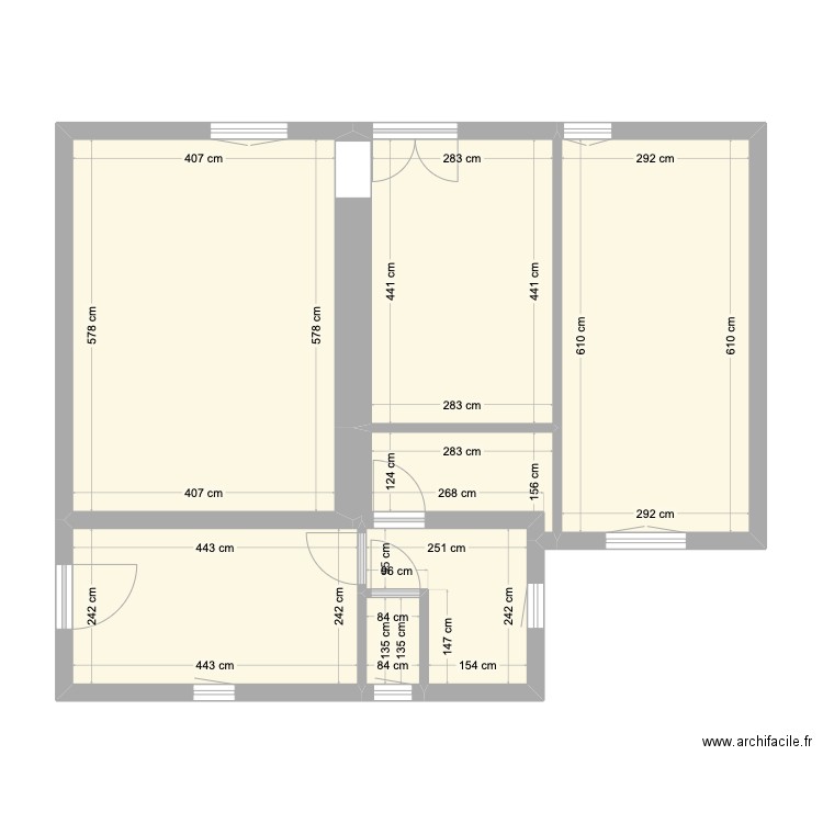 plan vide . Plan de 7 pièces et 74 m2