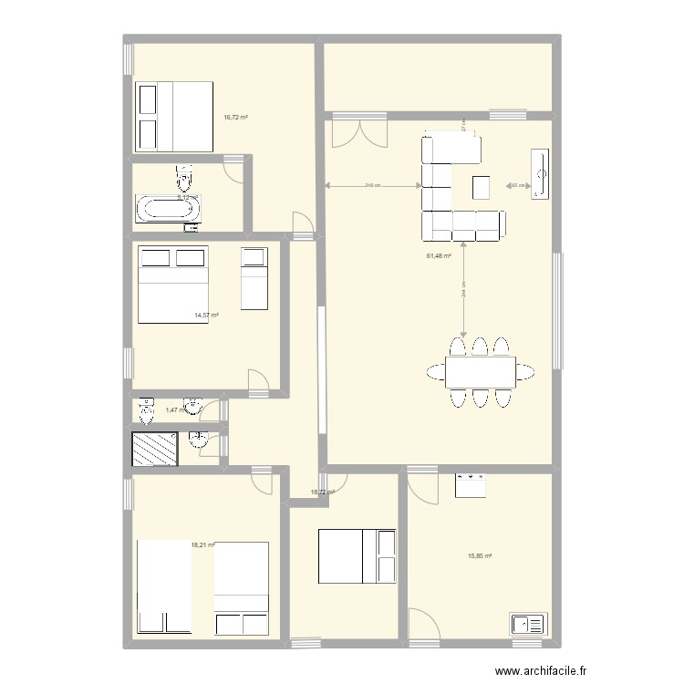 Plan 1. Plan de 8 pièces et 152 m2