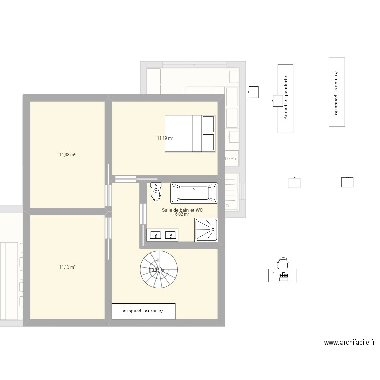 Maison 22. Plan de 9 pièces et 129 m2