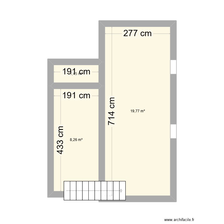 chaf 2. Plan de 3 pièces et 29 m2