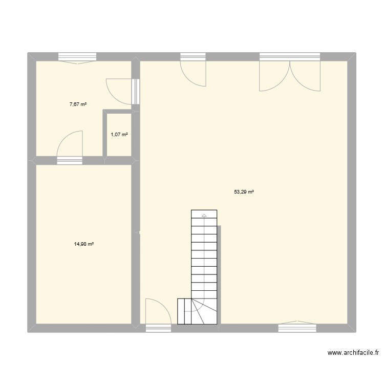 Plan au sol. Plan de 4 pièces et 77 m2