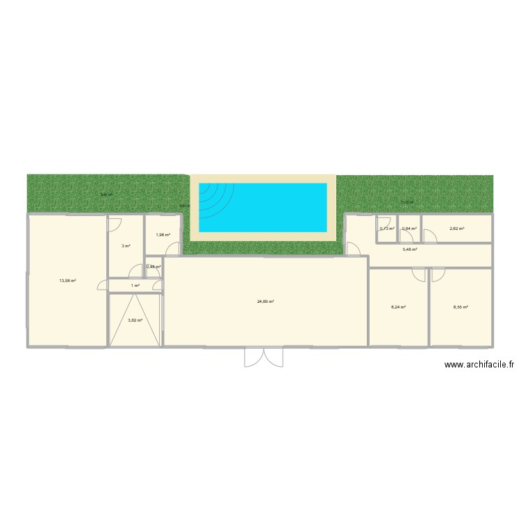 ARANCOU. Plan de 13 pièces et 71 m2