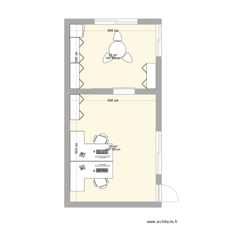 LOCAL CHEF D'ATELIER. Plan de 2 pièces et 32 m2