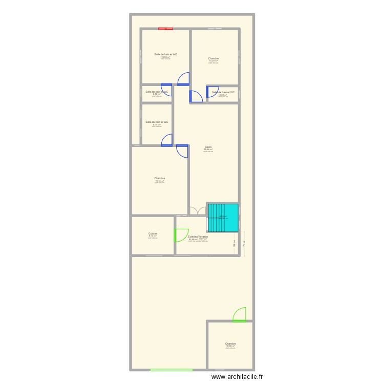 kt 2. Plan de 12 pièces et 203 m2