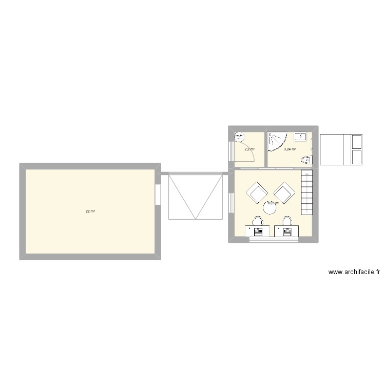 Ext2. Plan de 4 pièces et 38 m2