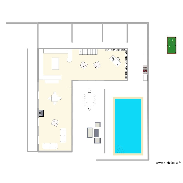 v haut 2. Plan de 1 pièce et 120 m2