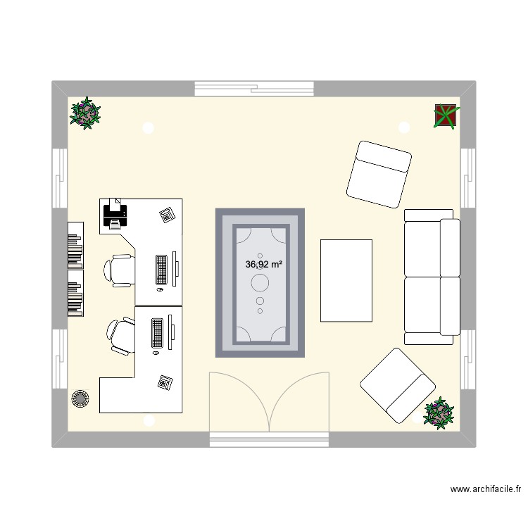 Plan Ehpad 1. Plan de 1 pièce et 37 m2