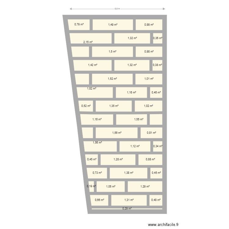 592. Plan de 39 pièces et 40 m2