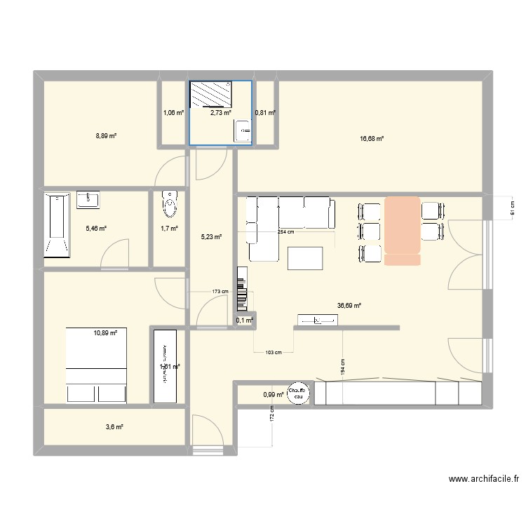 T4 mel. Plan de 14 pièces et 96 m2