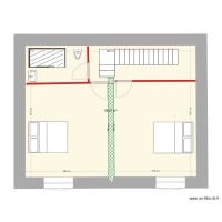 Plan étage avec poutre coupée et un seul escalier