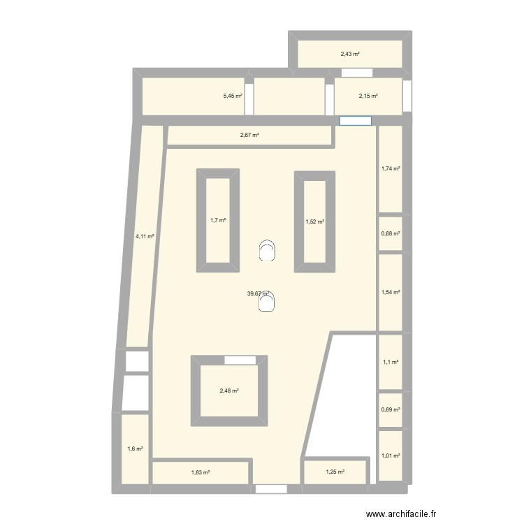 time palace. Plan de 18 pièces et 85 m2