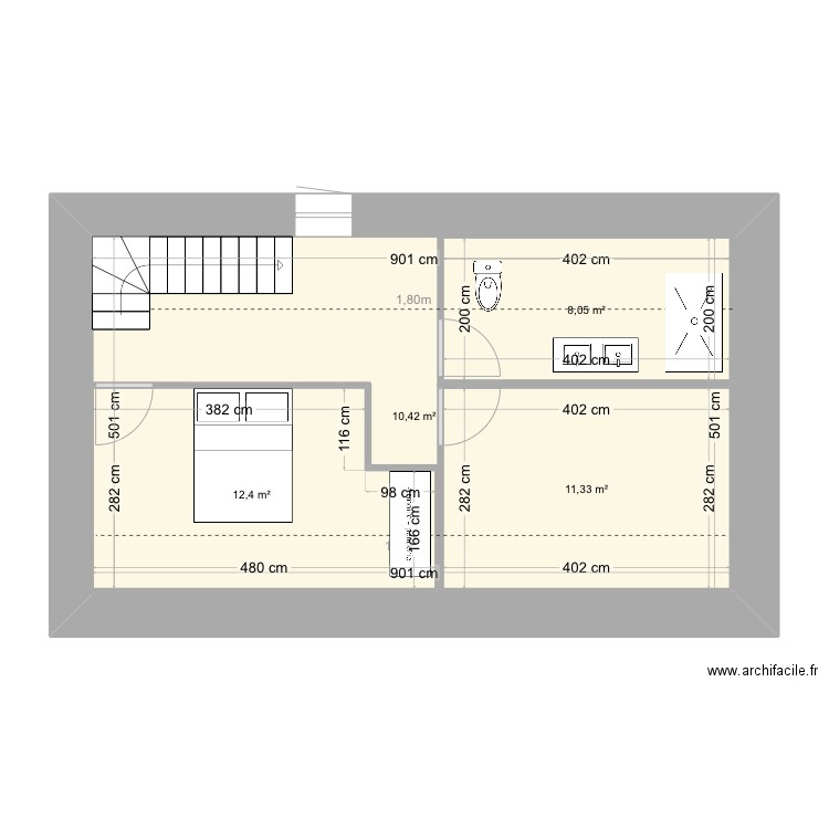 Plouhinec_Projet1_R+1. Plan de 4 pièces et 77 m2