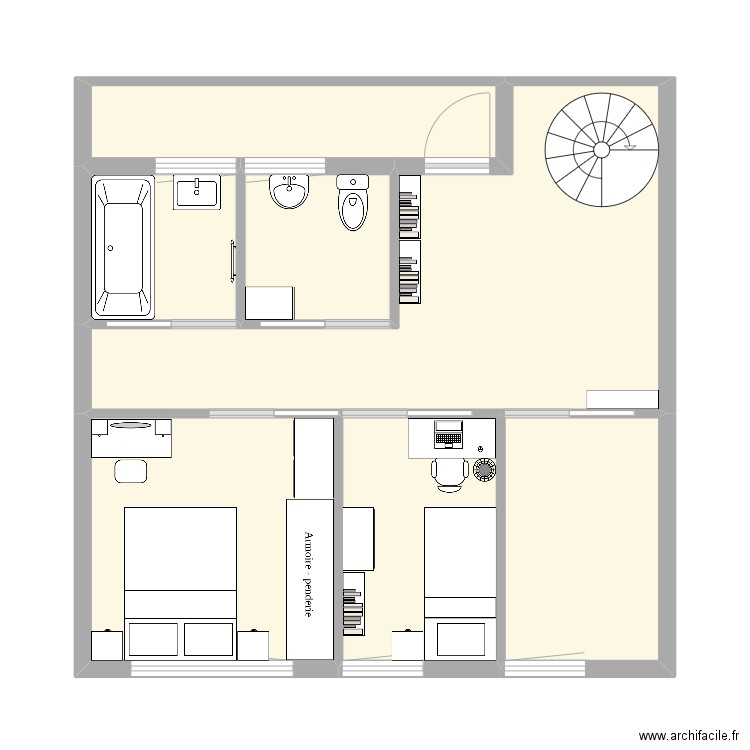 Étage 2. Plan de 7 pièces et 46 m2