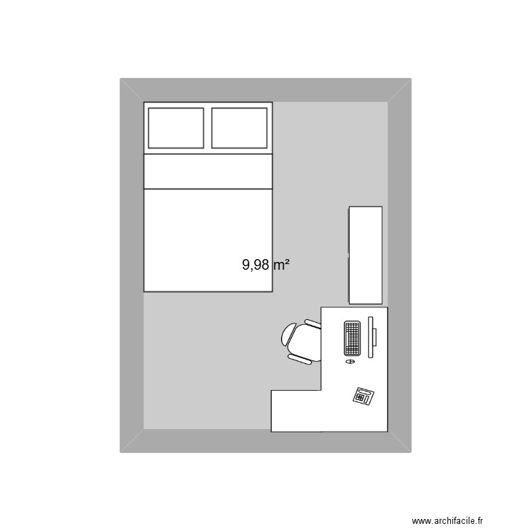 Chambre léonie. Plan de 1 pièce et 10 m2