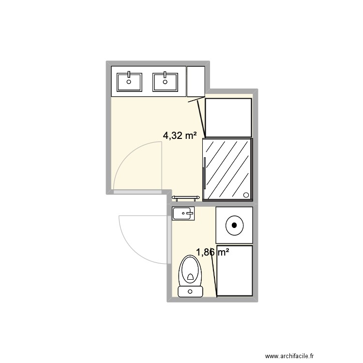 sdb Châtillon. Plan de 2 pièces et 6 m2